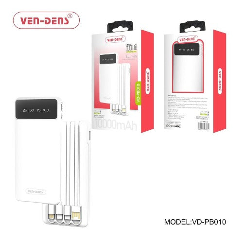 Ven-Dens 10000mAh 3 in 1 Power Bank (VD-PD010)