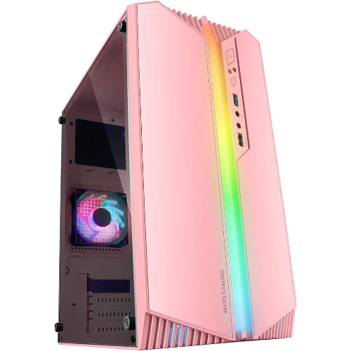 MARSGAMING MCS1P Compact Micro-ATX Gaming PC Case Pink