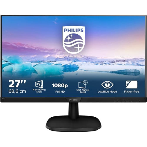 Philips 273V7QJAB - 27 Inch FHD Monitor (1920 x 1080, IPS, 5ms, HDMI/VGA/DVI)