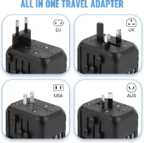 Universal Worldwide Travel Adapter Plug Black