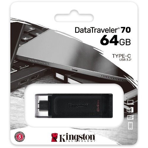 Kingston 64GB USB 3.2 Gen1 Type-C Memory Pen, DataTraveler 70