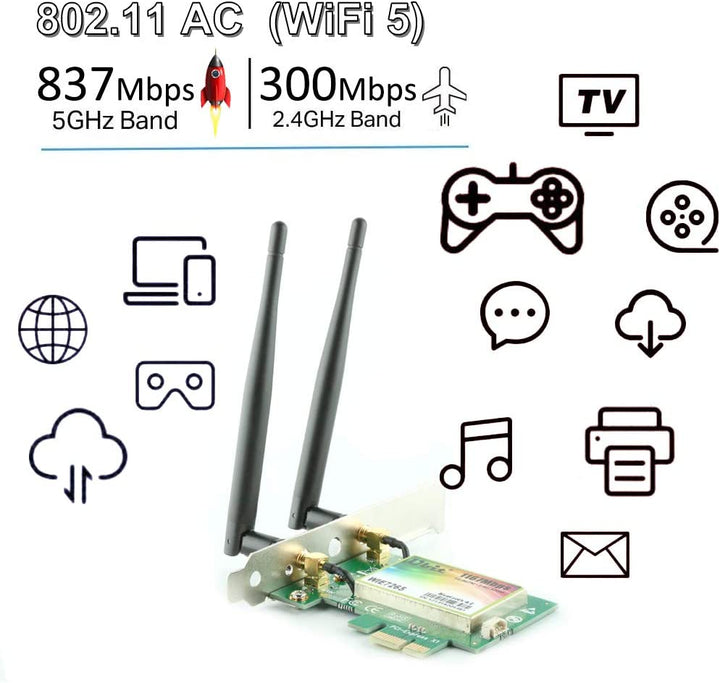Ubit WiFi Card AC 1200Mbps Bluetooth Wireless WiFi PCIe Network Card