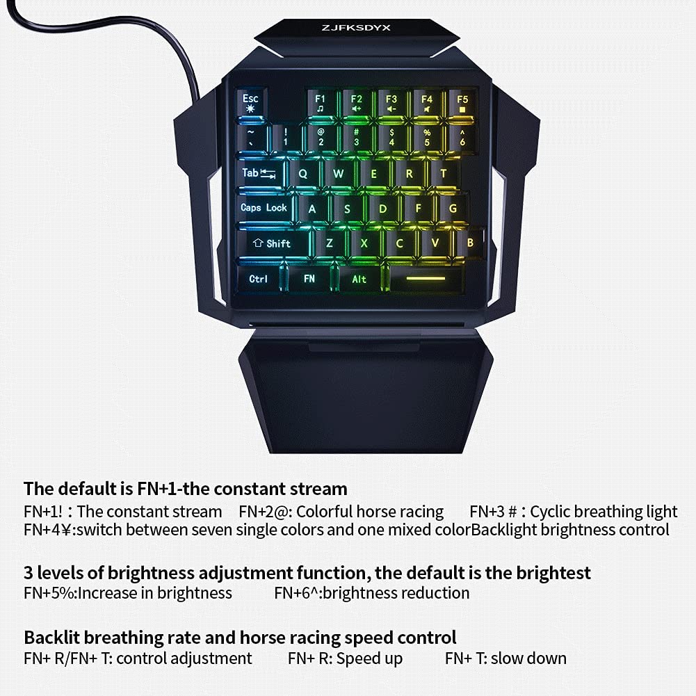 One Handed Gaming Keyboard Mini Wired RGB Keyboard