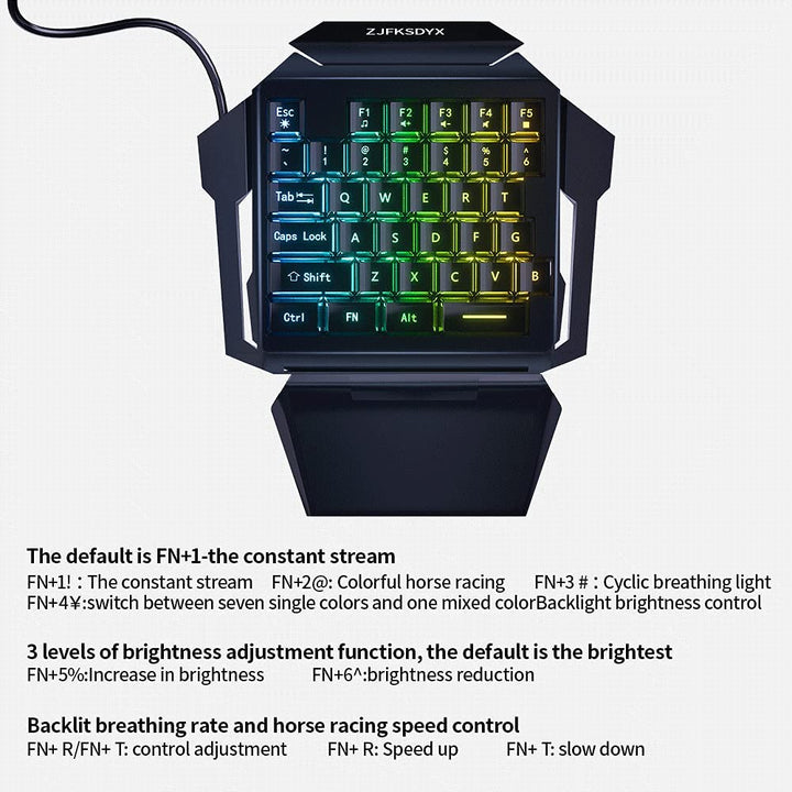 One Handed Gaming Keyboard Mini Wired RGB Keyboard