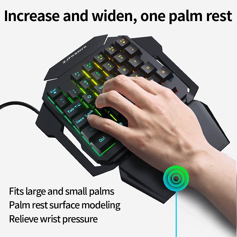 One Handed Gaming Keyboard Mini Wired RGB Keyboard