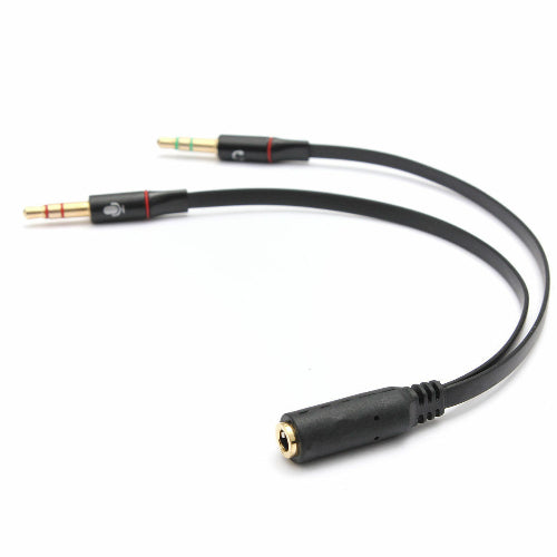 3.5mm 2 Jack Male to 1 Female Headphone Mic Audio Splitter Cable