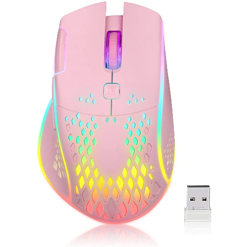 VEGCOO Wireless Mouse Rechargeable Gaming Mouse - Pink