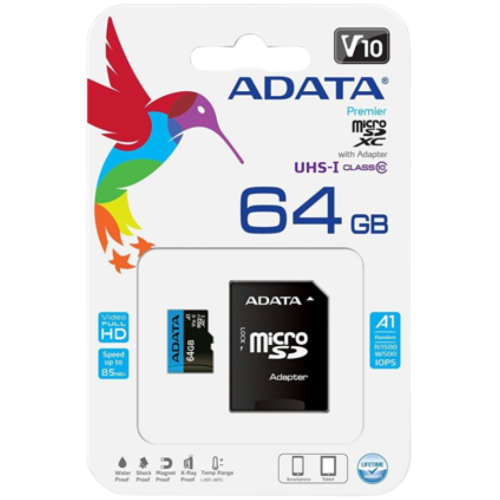 ADATA 64GB Premier Micro SDXC Card with SD Adapter
