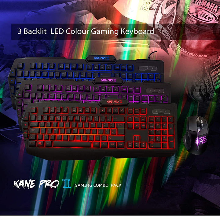 Kane Pro 2 LED Gaming Keyboard & Mouse Combo