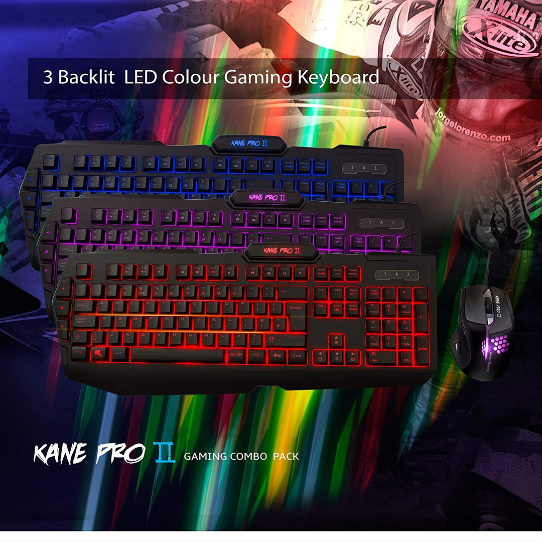 Kane Pro 2 LED Gaming Keyboard & Mouse Combo
