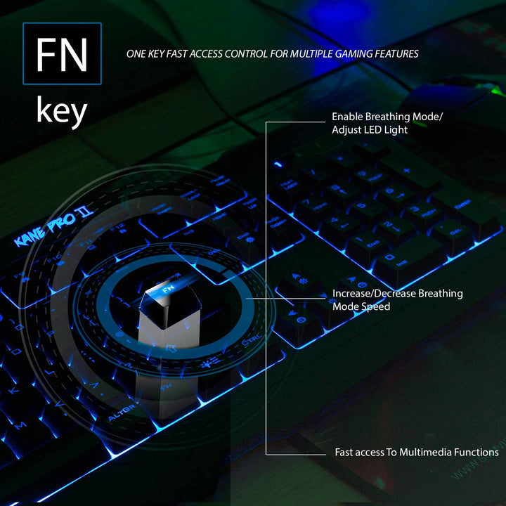 Kane Pro 2 LED Gaming Keyboard & Mouse Combo