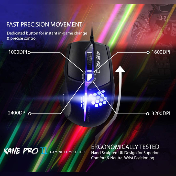 Kane Pro 2 LED Gaming Keyboard & Mouse Combo
