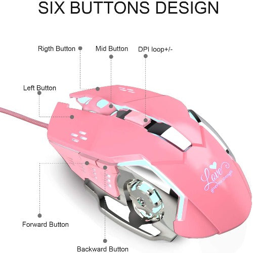 Pink Wired Gaming Mouse
