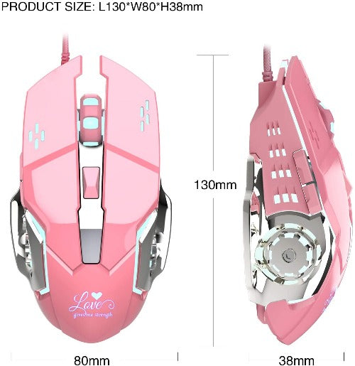Pink Wired Gaming Mouse
