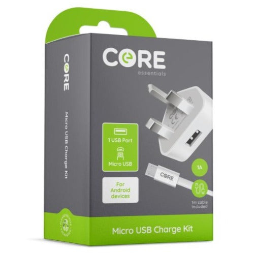 Core 1 Amp Mains + Micro USB Cable