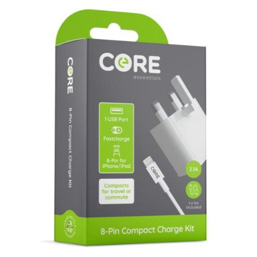 Core 2 Amp Mains + Lightning USB Cable