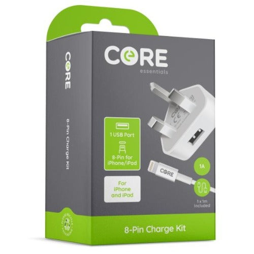 Core 1 Amp Mains + Lightning USB Cable